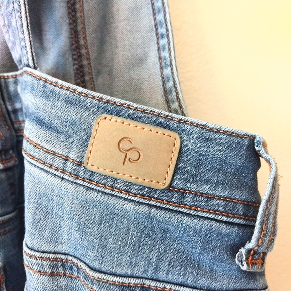 Celebrity Pink Blue Denim Overalls w/ Rip Knee - Picture 4 of 7